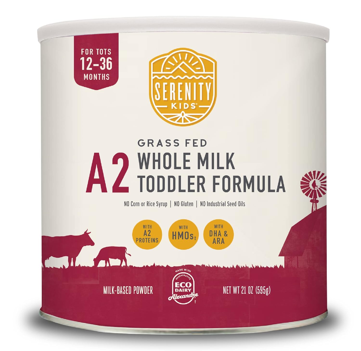 251102114013157_1 Serenity Kids Toddler Formula Powder Drink Made with Grass Fed Organic A2 Whole Milk | Easy to Digest, Clean Ingredients | Clean Label Project Purity Award Certified | 12.7 oz Can | 6 Count - Image 1